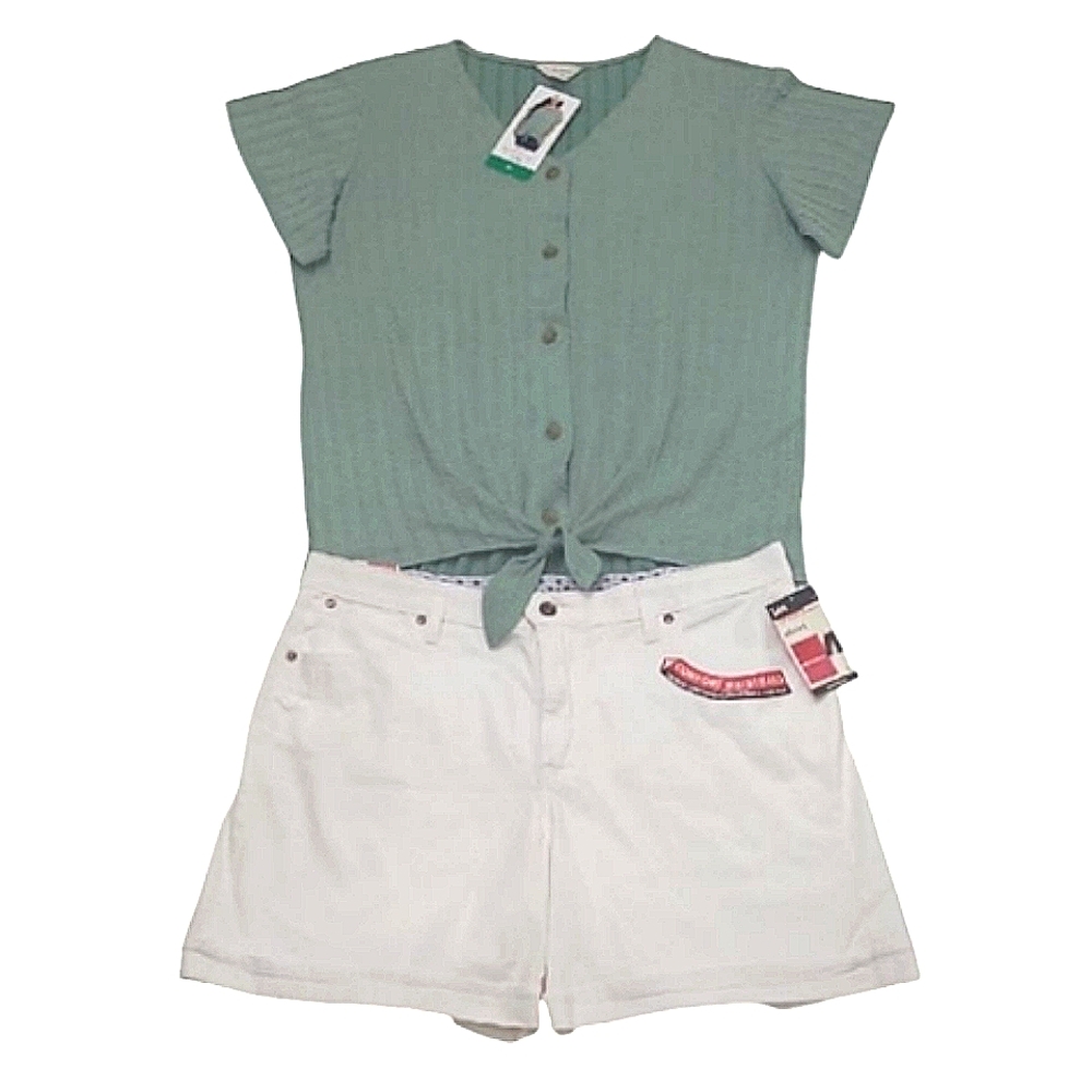 Lee Denim Jean Short Shorts High Waist Rise White Washed Stretchy Comfort NWT
